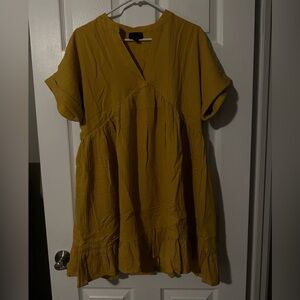 Lumiere Mustard V-Neck Mini Dress